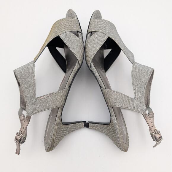 Ros Hommerson Silver Slingback Heels with Kitten Heel - Picture 6 of 13
